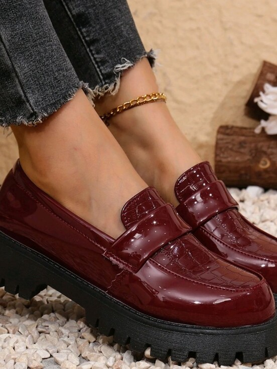Blondo Shoes - Blondo Burgundy Patent Platform Penny Loafers
